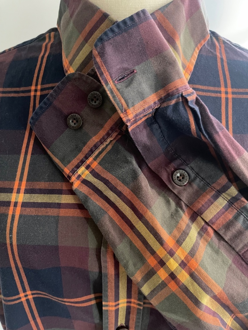 Orvis Signature Collection Mens L Plaid Shirt 100% Cotton Portugal - Picture 4 of 9